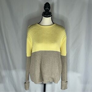 Liz Claiborne • LizWear 2 Tone Sweater Vintage Tan Yellow Size Lg Classic Preppy